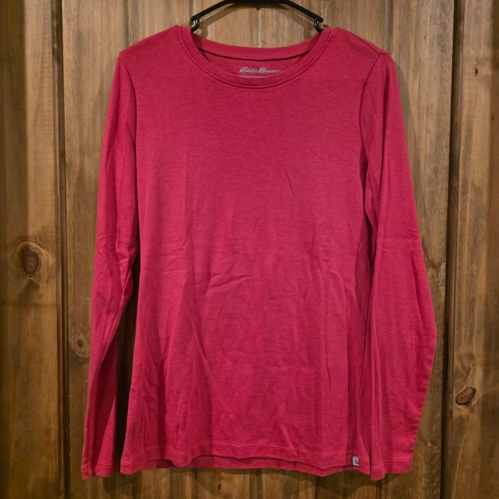Eddie Bauer Long Sleeve Tee Womens Large‎ Pink Excellent Outdoor Cotton Blend